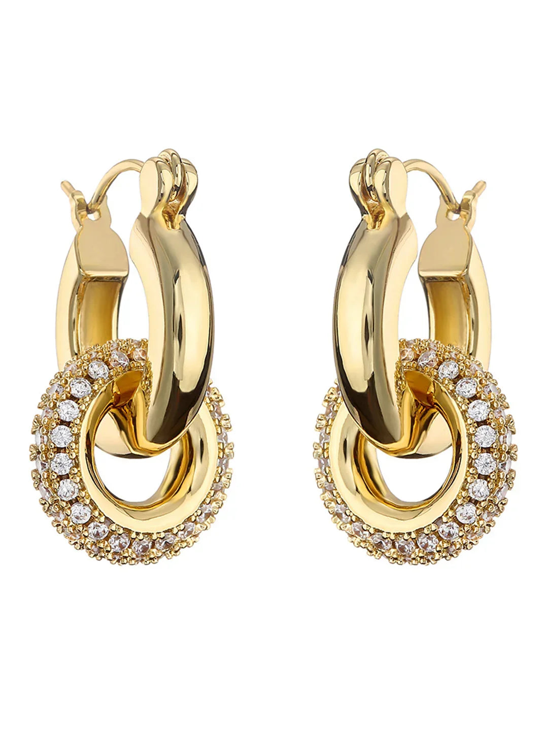 Retro Polished Double Hoop Earrings