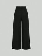 High-Waisted Wide‑Leg Black Trousers
