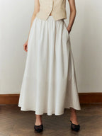 Temperament Commuting Solid Color Slim Pleated Skirt