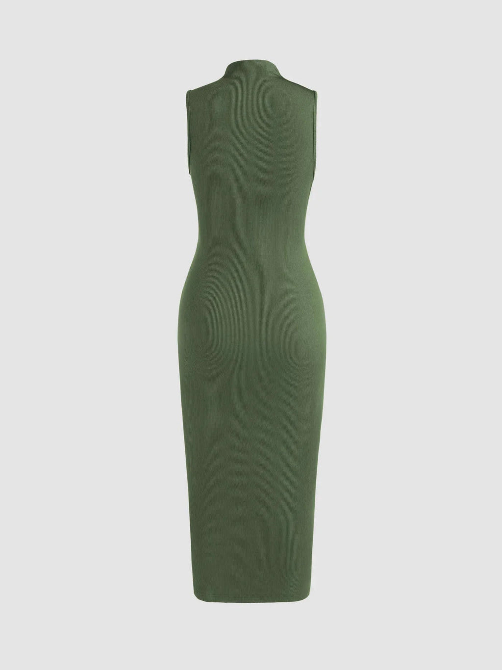 Sleeveless Round Neck Pleated Slit Dress