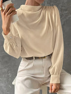 Elegant Bishop Sleeve Draped Top