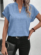 Classic Style Collar Ladies V-neck Top