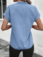 Classic Style Collar Ladies V-neck Top