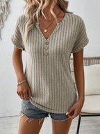 Everyday Essential Cashmere Blend V-neck Button Top