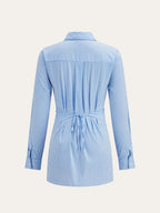 Modern Asymmetric Pinstripe Wrap Shirt