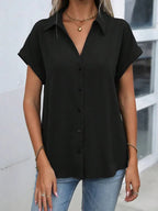 Must-have Short-sleeved Lapel Button Shirt Top