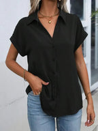 Must-have Short-sleeved Lapel Button Shirt Top