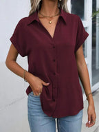 Must-have Short-sleeved Lapel Button Shirt Top