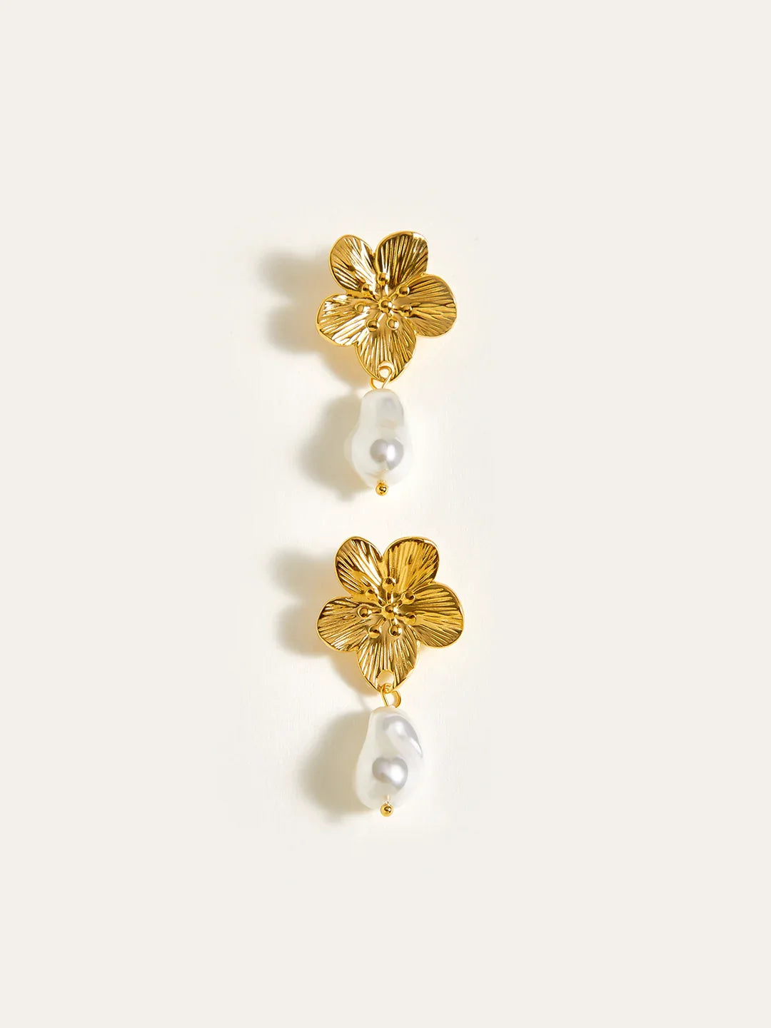 Baroque Pearl & Flower Stud Earrings