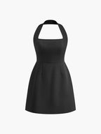 Elegant Slim-fit Halter Solid Dress