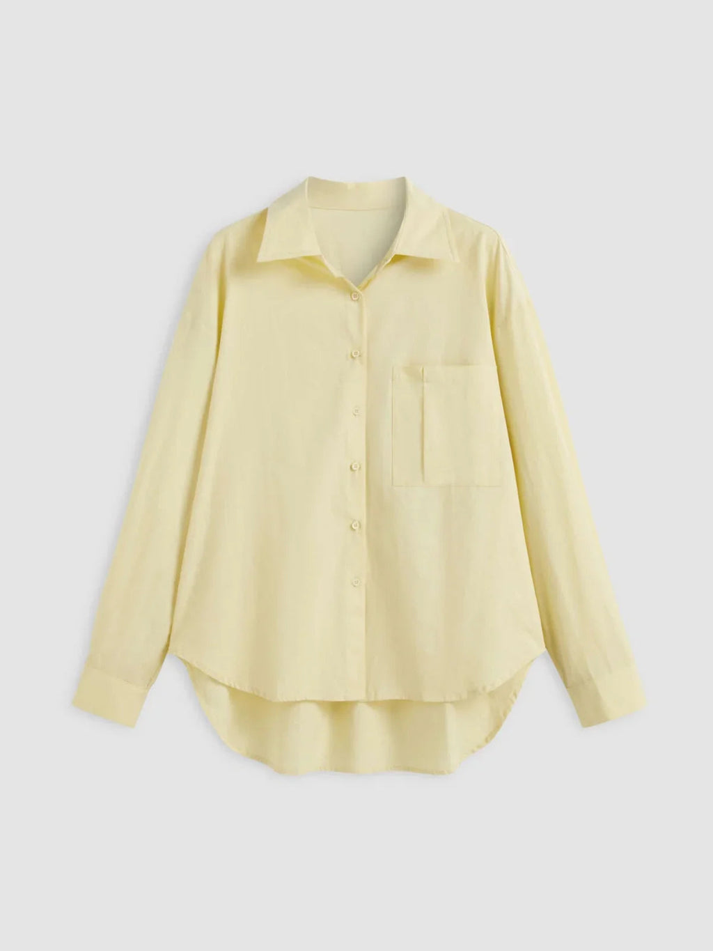 Cotton Collar Solid Long Sleeve Shirt