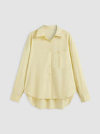 Cotton Collar Solid Long Sleeve Shirt