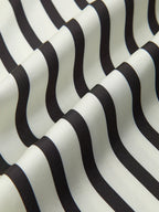Round Neck Striped Oversized Button-Up Blouse