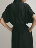 Always Elegant Polo Pockets Tied Midi Dress