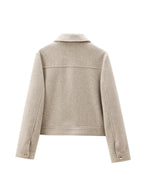 Tweed Lapel Zipper Jacket