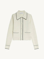 Exquisite Pearl Button Check Lace Knitted Cardigan