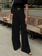 High Waist Drape Casual Pants