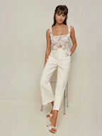 All-matching Wide Leg White Jeans