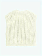 Pocket Sleeveless Short Knitted Cardigan Vest