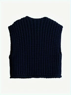 Pocket Sleeveless Short Knitted Cardigan Vest