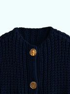 Pocket Sleeveless Short Knitted Cardigan Vest