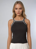 Elegant Style Contrast Trim Knit Tank Top