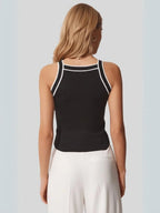 Elegant Style Contrast Trim Knit Tank Top
