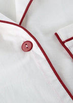 White Cotton Pajama Set for Women