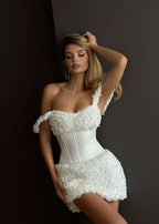 White Off Shoulder Corset Mini Dress – Bridal Party & Birthday Bodycon Dress