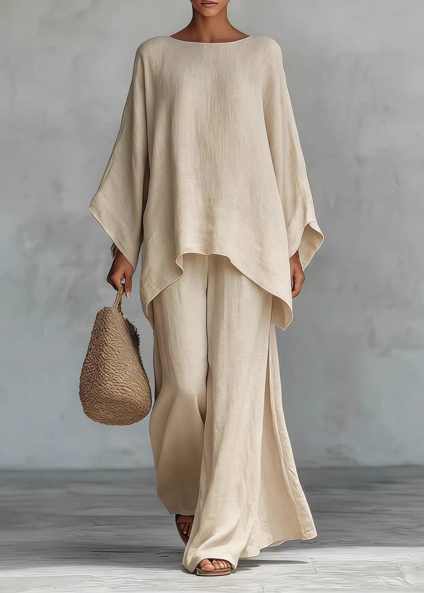 Aria Two-Piece Set – Oversized Top & Wide Leg Pants