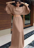 Luna Linen Two-Piece Set – Crop Top and Maxi Skirt Outfit