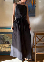 Skyline Tie-Waist Midi Dress – Sleeveless Pocket Summer Dress