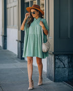 Hails Linen Blend Button Down Shirt Dress Sage