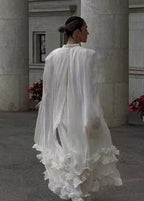 Celestine Ruffle Cape Maxi Dress – Sheer Layered Flowy Elegant Evening Dress