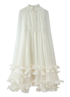 Celestine Ruffle Cape Maxi Dress – Sheer Layered Flowy Elegant Evening Dress