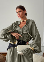 Sienna Relaxed Boho Maxi Dress – Oversized Long Sleeve Flowy Everyday Dress