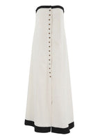 Monroe Strapless Linen Blend Maxi Dress – Button Front A-Line Summer Dress