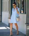 Hails Linen Blend Button Down Shirt Dress Baby Blue