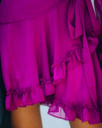 Away With Me Ruffle Wrap Dress Berry