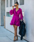 Away With Me Ruffle Wrap Dress Berry