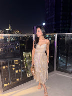 Party Ruffle Midi Dress Champagne