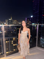 Party Ruffle Midi Dress Champagne