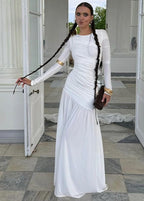 Elara - Long Sleeve Ruched Maxi Dress