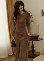 Elara - Long Sleeve Ruched Maxi Dress