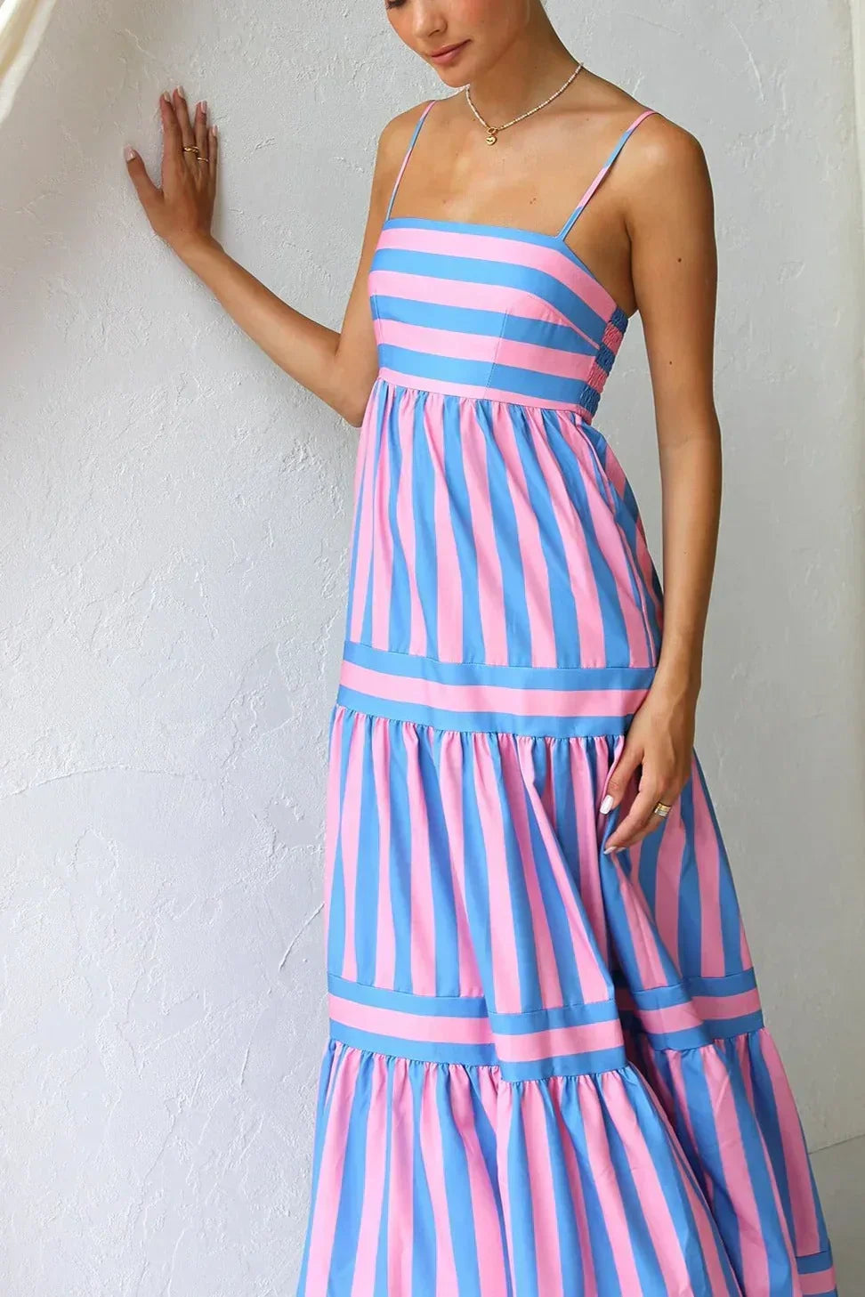 Jimena Timeless Dress Pink/blue Boutique Collection