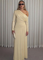 Aveline - One Shoulder Draped Maxi Dress