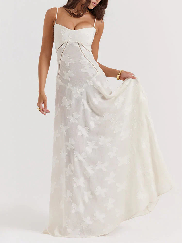 Fishbone halter dress crushed flower dress
