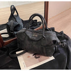 Faux Suede Shoulder Bag – Medium Tote with Top Handles and Crossbody Strap