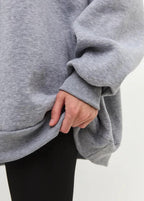 White Oversized Crewneck Sweatshirt – Women’s Longline Fleece Pullover