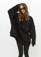 Oversized Pink Cotton Sweatshirt – Relaxed Fit, Long Sleeve Pullover